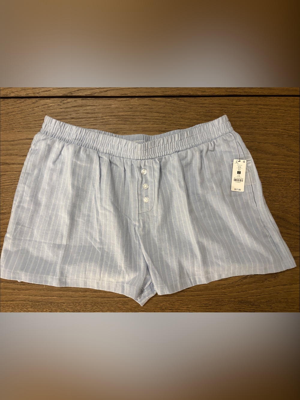 Ardene Light Blue Pinstripe Cotton Lounge Shorts